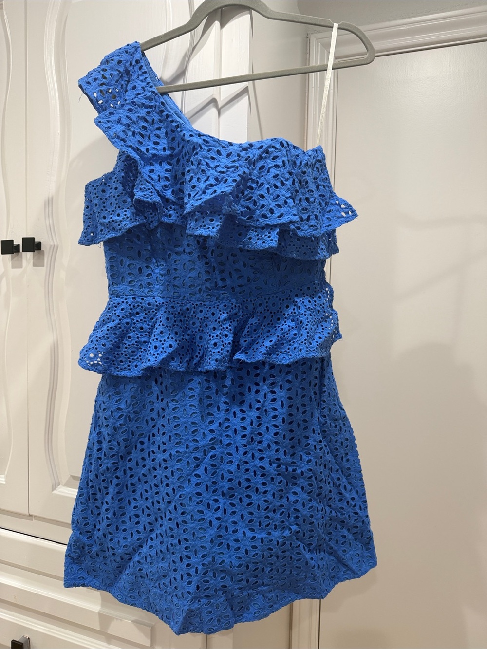 Lilly Pulitzer Royal Blue One-Shoulder Ruffle Eyelet Dress